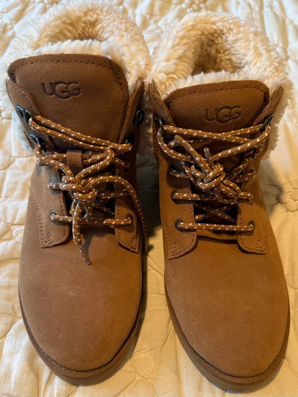 UGG Chestnut Lace-Up Shearling Ankle Boots